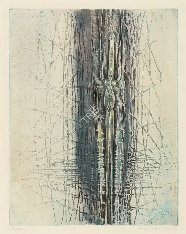 Krishna Reddy (Artist), Praying Woman, 1975, Painting