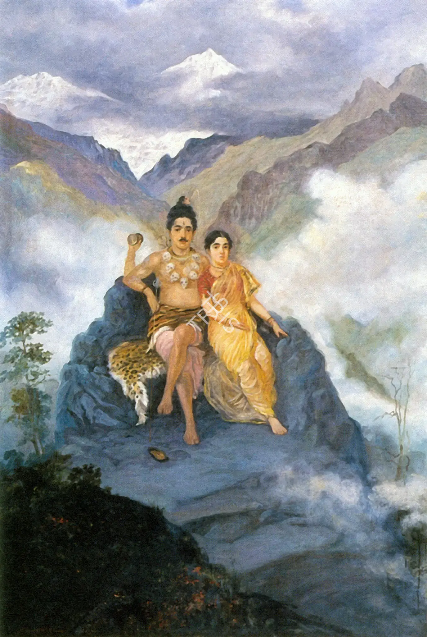 Dhurandhar, M.V. (Artist). Lord Shiva And Parvati On Mount Kailash, n.d. | Painting, Ch.Lon/02.06.98, 1998 · Christie's