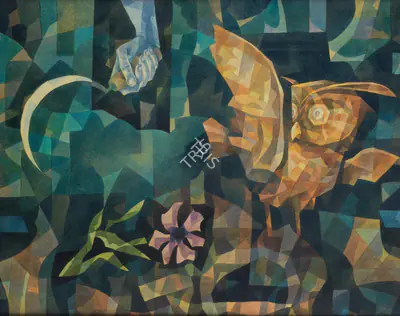 Shili Ghosh (Artist), Untitled (The Owl and the Sickle), 1992, Painting