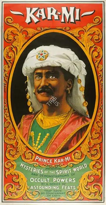 Prince Karmi (Magician), Kar-Mi Presenting Mysteries of the Spirit World and Demonstrations of Occult Powers, Magic Publicity Art & Memorabilia