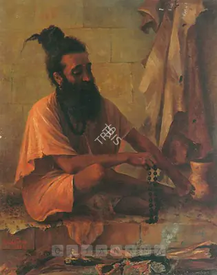 Raja Ravi Varma (Artist), Swami Vishwamitra In Meditation, 1897, Painting