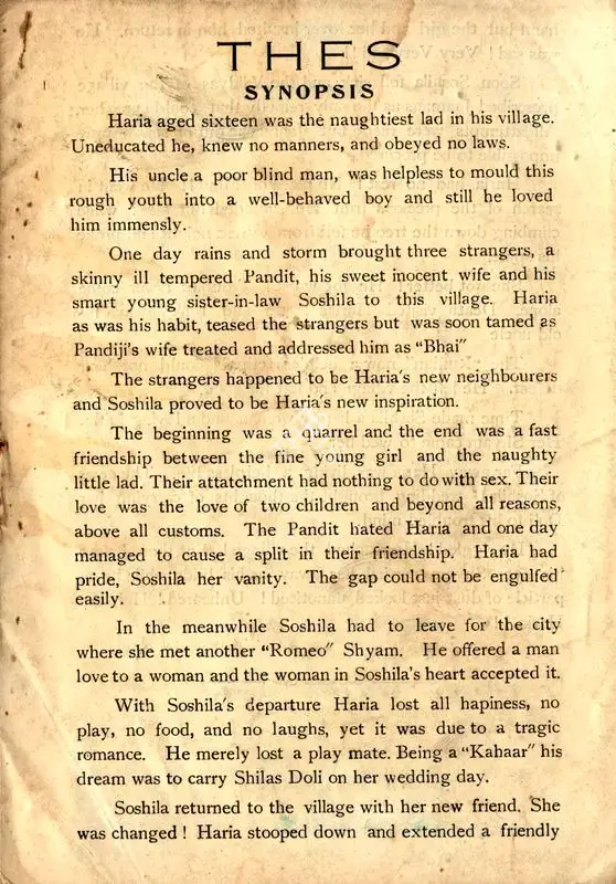 Kidar Sharma (Director), Thes, 1949, Song-Synopsis Booklet