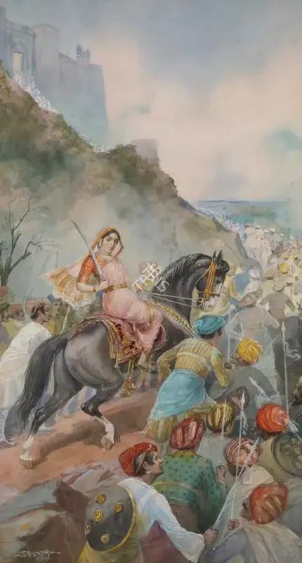 Dhurandhar, M.V. (Artist). Tarabai - Founder of the Kolhapur..., 1927 | Painting, Sa.Onl/14.06.18, 2018 · Saffronart