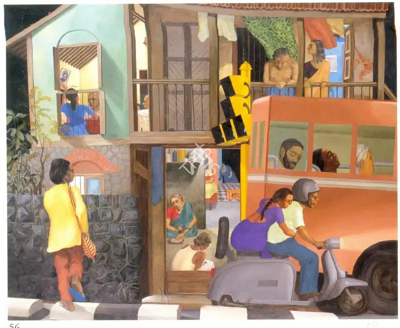 Patwardhan, Sudhir (Artist). Street Corner, 1986 | Painting, So.NeY/05.12.00, 1986