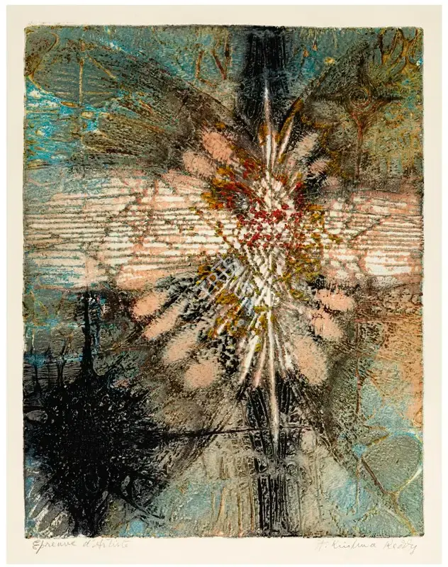 Krishna Reddy (Artist), Butterfly Formation, 1957, Graphic Art