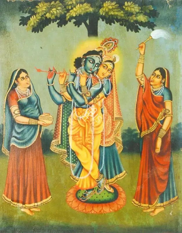 Bengal School (Artist), Radha, Krishna and Two Devotees, 1920, Painting