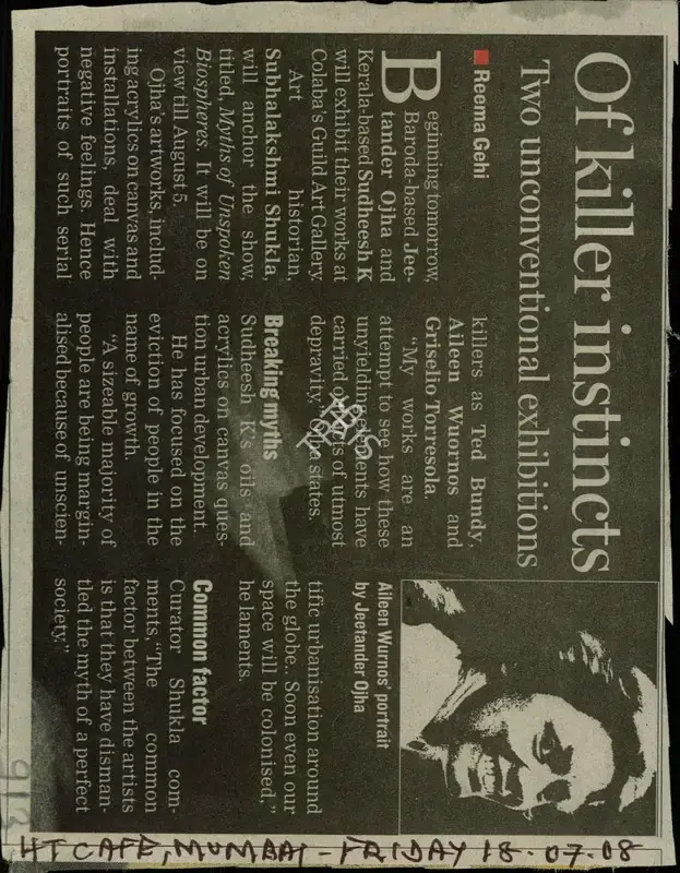 Reema Gehi (Reporter), Of Killer Instincts, 2008, Newspaper Clipping