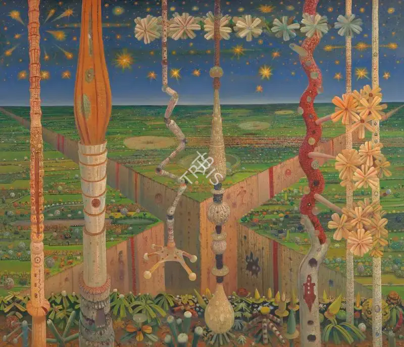 Jyothi Basu (Artist), Roof Gardens, 2004, Painting