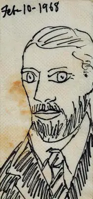 F.N. Souza (Artist), Untitled (Self-Portrait), 1968, Drawing