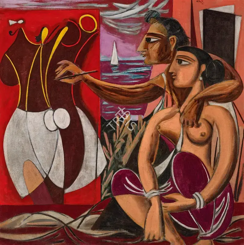 Keyt, George (Artist). Untitled (Artist and Muse), 1961 | Painting, Ch.NeY/21.09.22, 2022 · Christie's