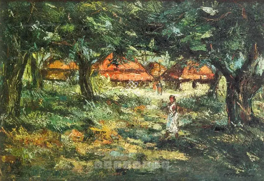 Ramkinkar Baij (Artist), A Bengal Village, Painting