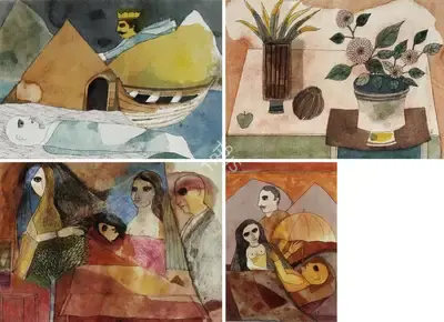 Badri Narayan (Artist), The Legend Of The Parasol, 2000, Painting