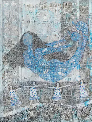 Seema Kohli (Artist), Untitled (The Golden Womb - 'Who I am'), 2005, Painting