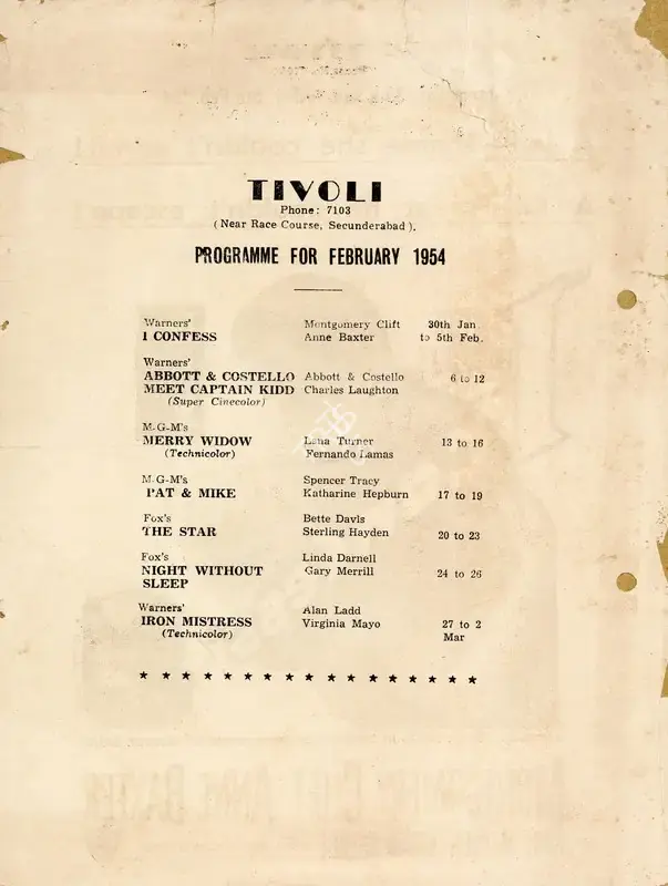Alfred Hitchcock (Producer), I Confess, 1953, Handbill