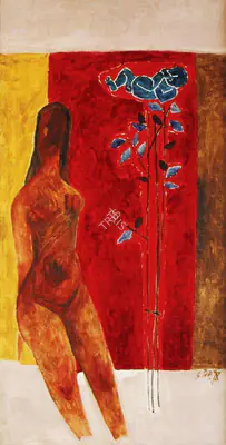 M.F. Husain (Artist), Krishna, Painting