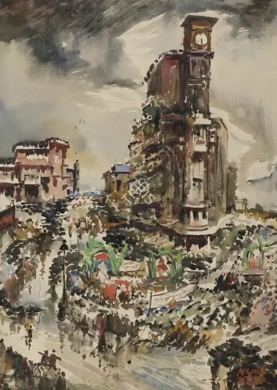 M.S. Joshi (Artist), Ganesh Visarjan Procession, Painting
