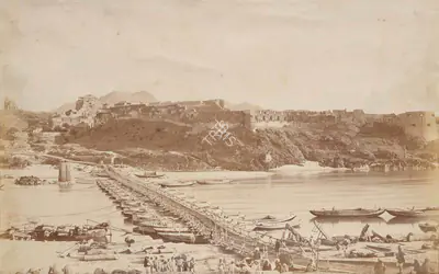 John Burke (Photographer), The bridge of Beats over the river Indus Attock, 1878, Antiquarian Photograph