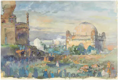 S.H. Raza (Artist), Untitled (Gol Gumbaz), 1943, Painting