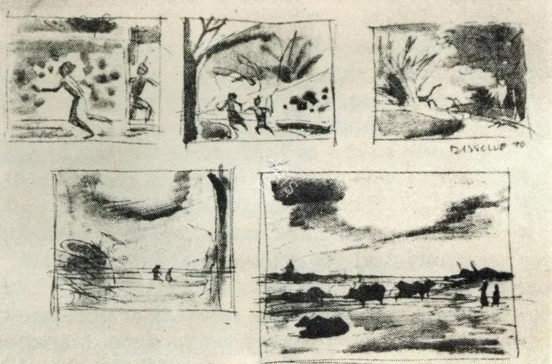 Satyajit Ray (Artist), From the Series of Wash Drawing by Ray serving as Screenplay for Pather Panchali, 1995, Drawing