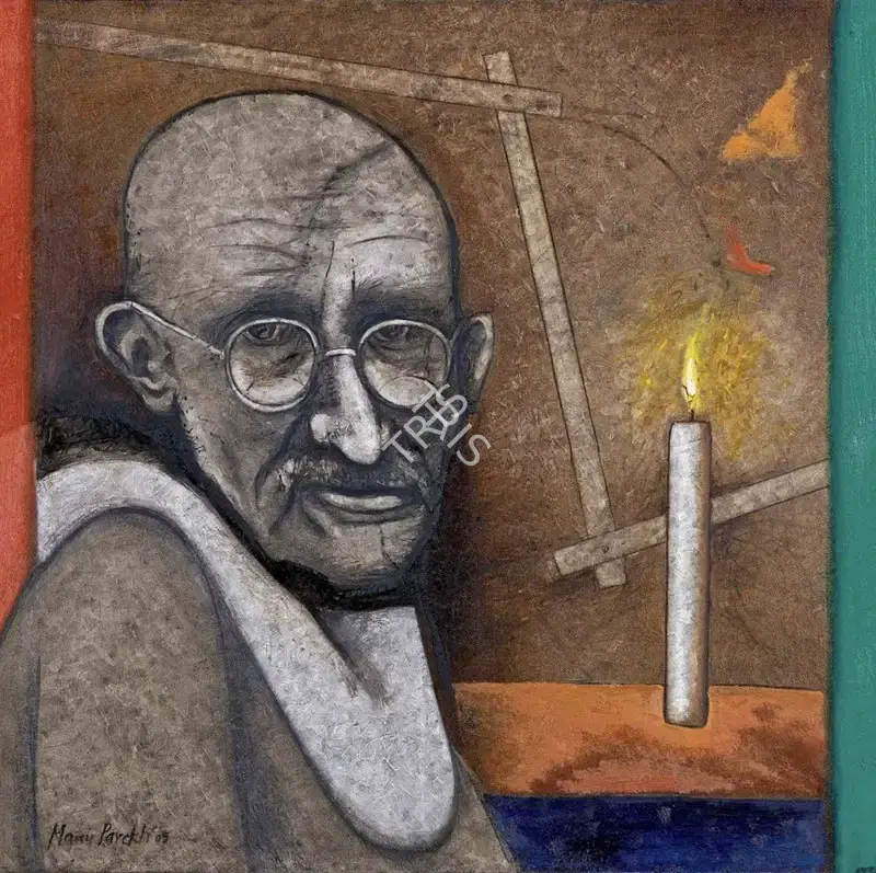 Manu Parekh (Artist), Portrait of Gandhi I, 2005, Painting