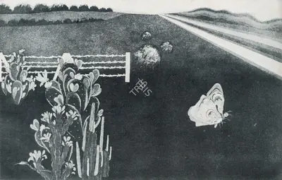 D.L.N. Reddy (Artist), Lonely Butterfly, 1973, Graphic Art
