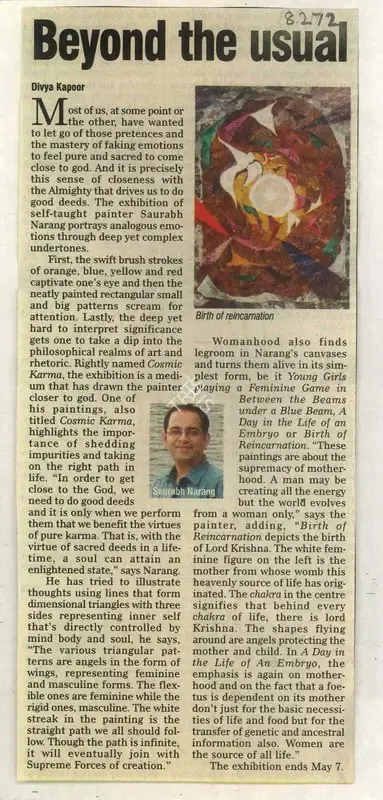 Divya Kapoor (Reporter), Beyond the Usual, 2009, Newspaper Clipping
