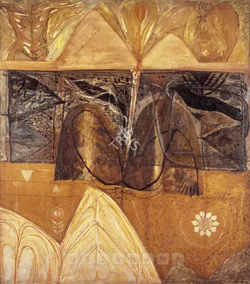 R.B. Bhaskaran (Artist), Hills, 1972, Painting