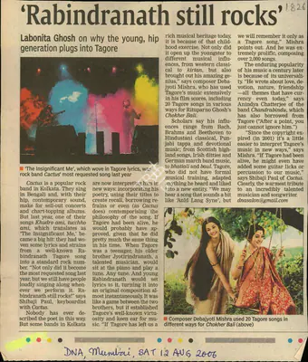 Labonita Ghosh (Reporter), Rabindranath still rocks, 2006, Newspaper Clipping
