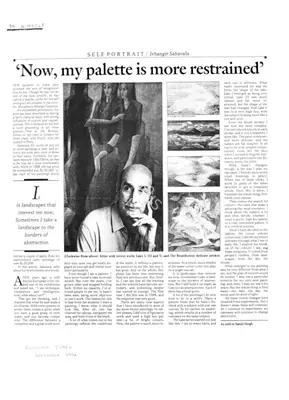 Sanjit Singh (Writer), Now, my palette is more restrained', 1992, Newspaper Clipping