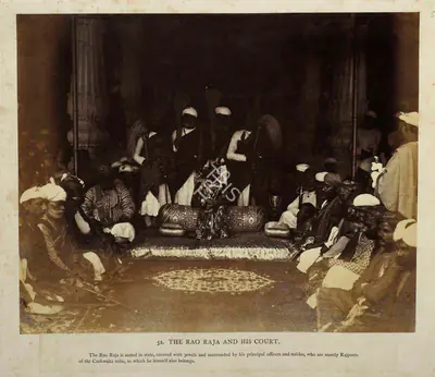 Eugene Clutterbuck Impey (Photographer), The Rao Raja and his Court, 1861, Antiquarian Photograph