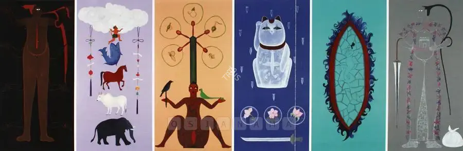 Rodwittiya, Rekha (Artist). A Chanced Meeting Between Nukata No Okimi And Serendipitious Yayavar, 2004 | Painting, Sa.Onl/16.03.06, 2006 · Saffronart