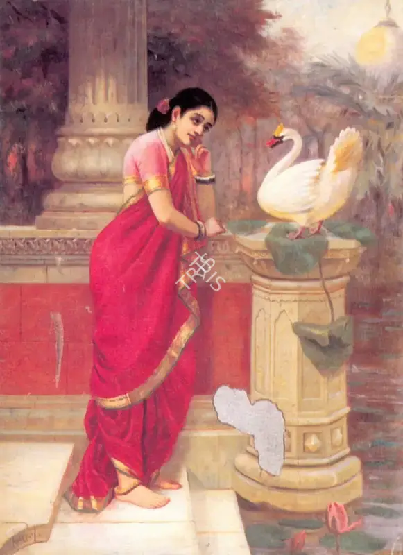 Raja Ravi Varma (Artist), Damayanti and the Swan, Painting