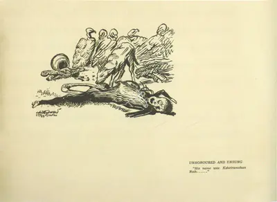 Chittaprosad (Artist), A page from Hungry Bengal, 1943, Drawing
