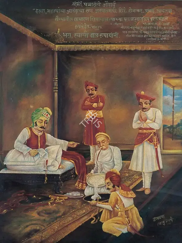 Baburao Painter (Artist), Peshwa Court with Shinde, Holkar & Pawar, 1939, Painting