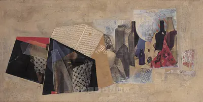 Dashrath Patel (Artist), Still-Life, Collage, 1958, Painting