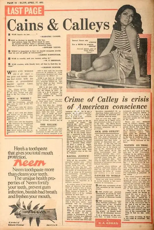 Khwaja Ahmad Abbas (Columnist), Cains & Calleys, 1971, Essay