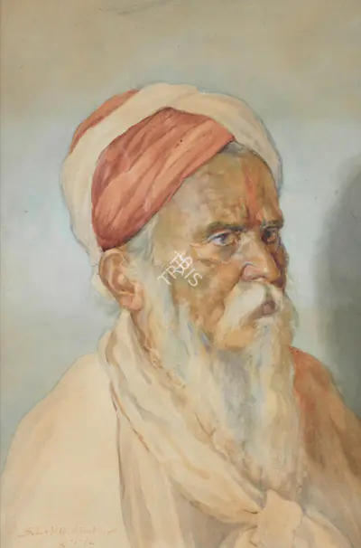 S.L. Haldankar (Artist), An Elderly Bearded Man, Painting