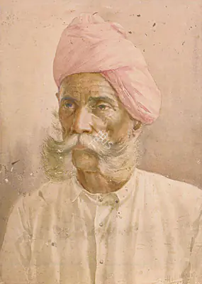 S.L. Haldankar (Artist), Portrait of an Elderly Man, 1911, Painting
