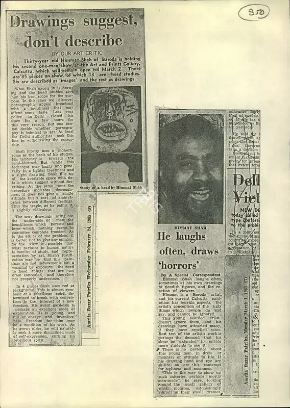 Drawings Suggest, Don't Describe, 1965, Newspaper Clipping