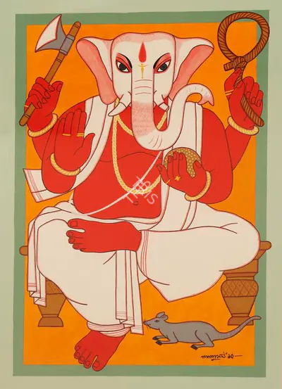 Lalu Prasad Shaw (Artist), Ganesha, 2015, Painting