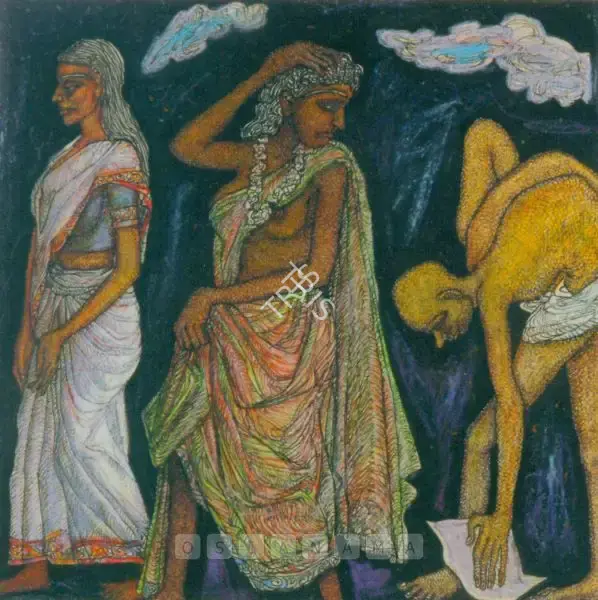Chowdhury, Jogen (Artist). A Cloudy Evening, 1994 | Painting, Ch.NeY/23.09.04, 1994