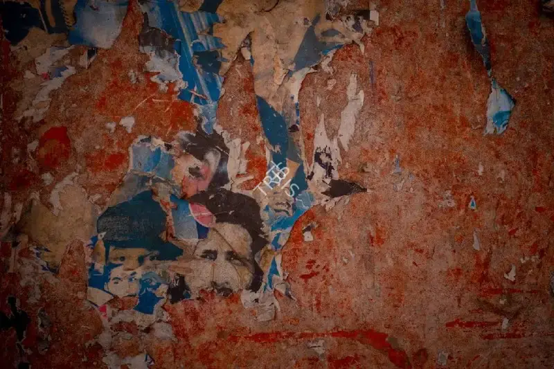Hemant Chaturvedi (Photographer), Minerva Talkies, Jaipur, Rajasthan- Torn Poster featuring Naseeruddin Shah, 2024, Contemporary Photograph