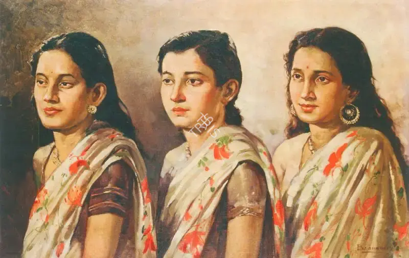 Basant Kumar Ganguli (Artist), Three Sisters, 1935, Painting