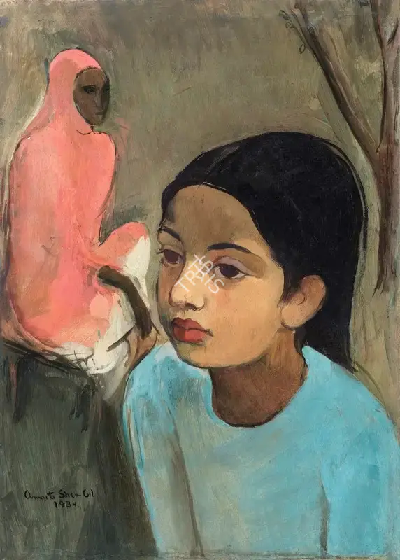 Amrita Sher-Gil (Artist), The Little Girl in Blue, 1934, Painting