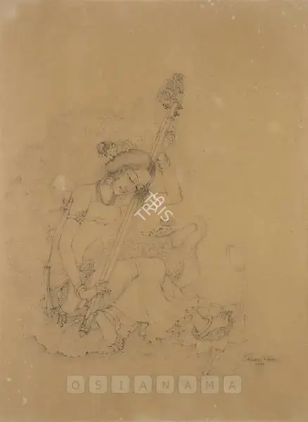 Sarada Ukil (Artist), Saraswati, 1937, Drawing