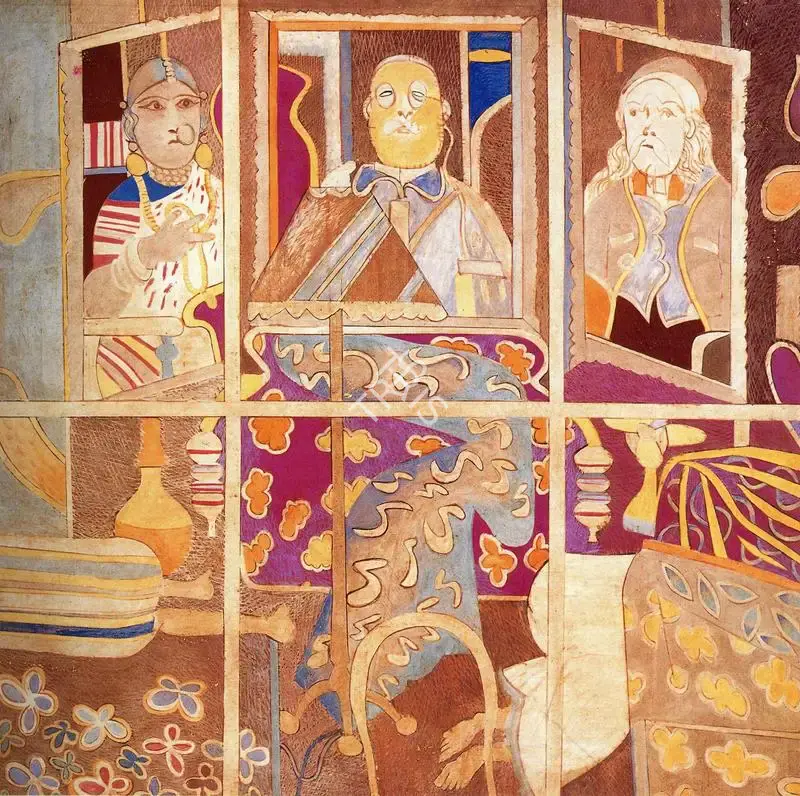 Subramanyan, K.G. (Artist). Interior with Figures. Oil on Canvas, 1974 | K.G. Subramanyan, 2003 | Painting | FineArts | 00566331