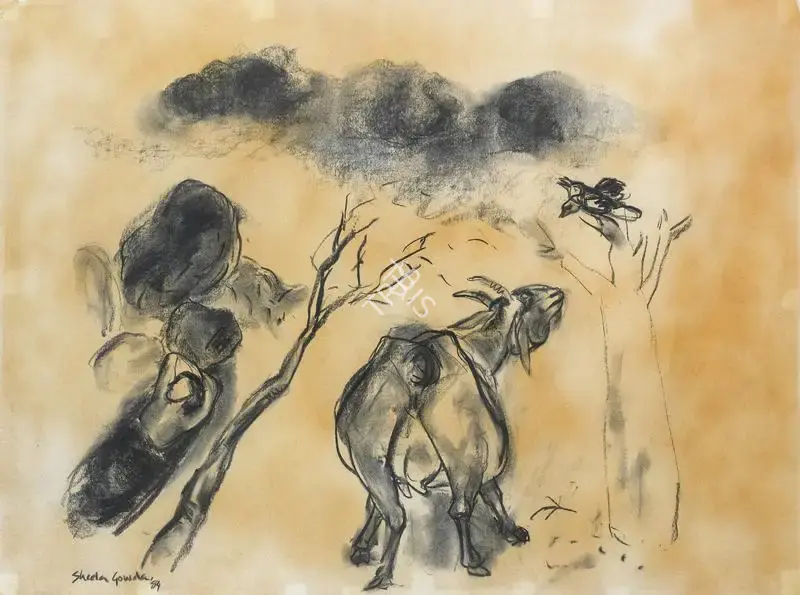 Sheela Gowda (Artist), Untitled (Rural Landscape), 1984, Painting