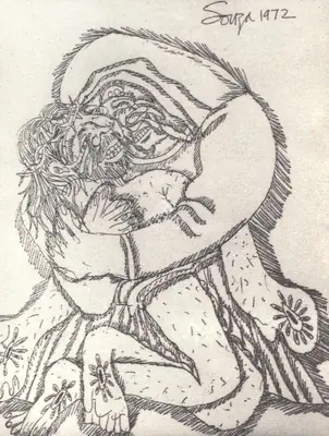 F.N. Souza (Artist), Pieta, 1972, Drawing