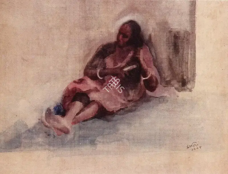Maniklal Banerjee (Artist), Woman Combing her Hair, 1998, Painting