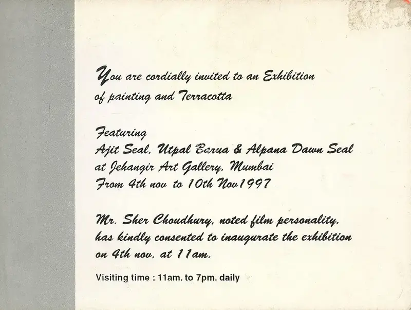 An Exhibition of Painting and Terracotta, 1997, Group Exhibition Invitation